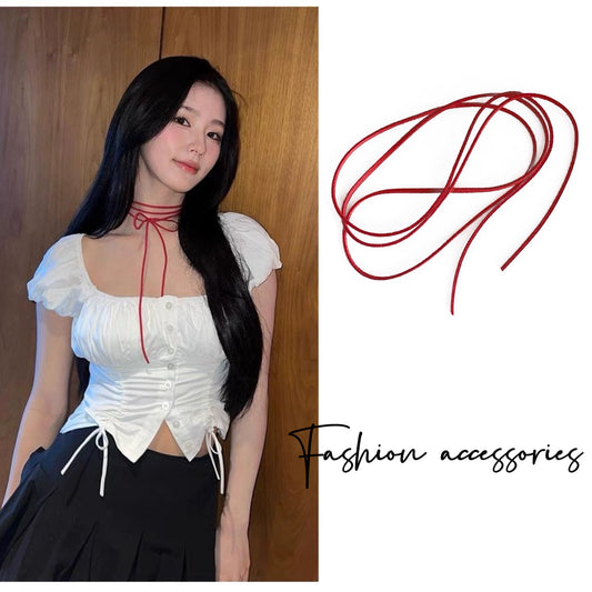 Women's Simple Lace Bow Necklet Neckband High-grade Long Collar