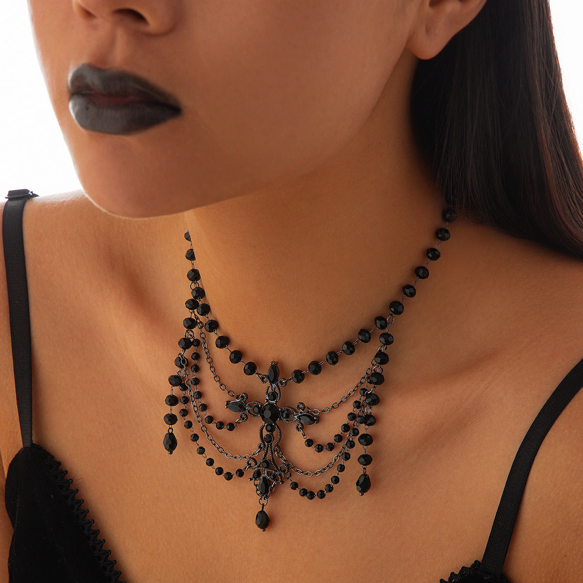 Love Blood Drop Dark Crystal Beads Necklaces