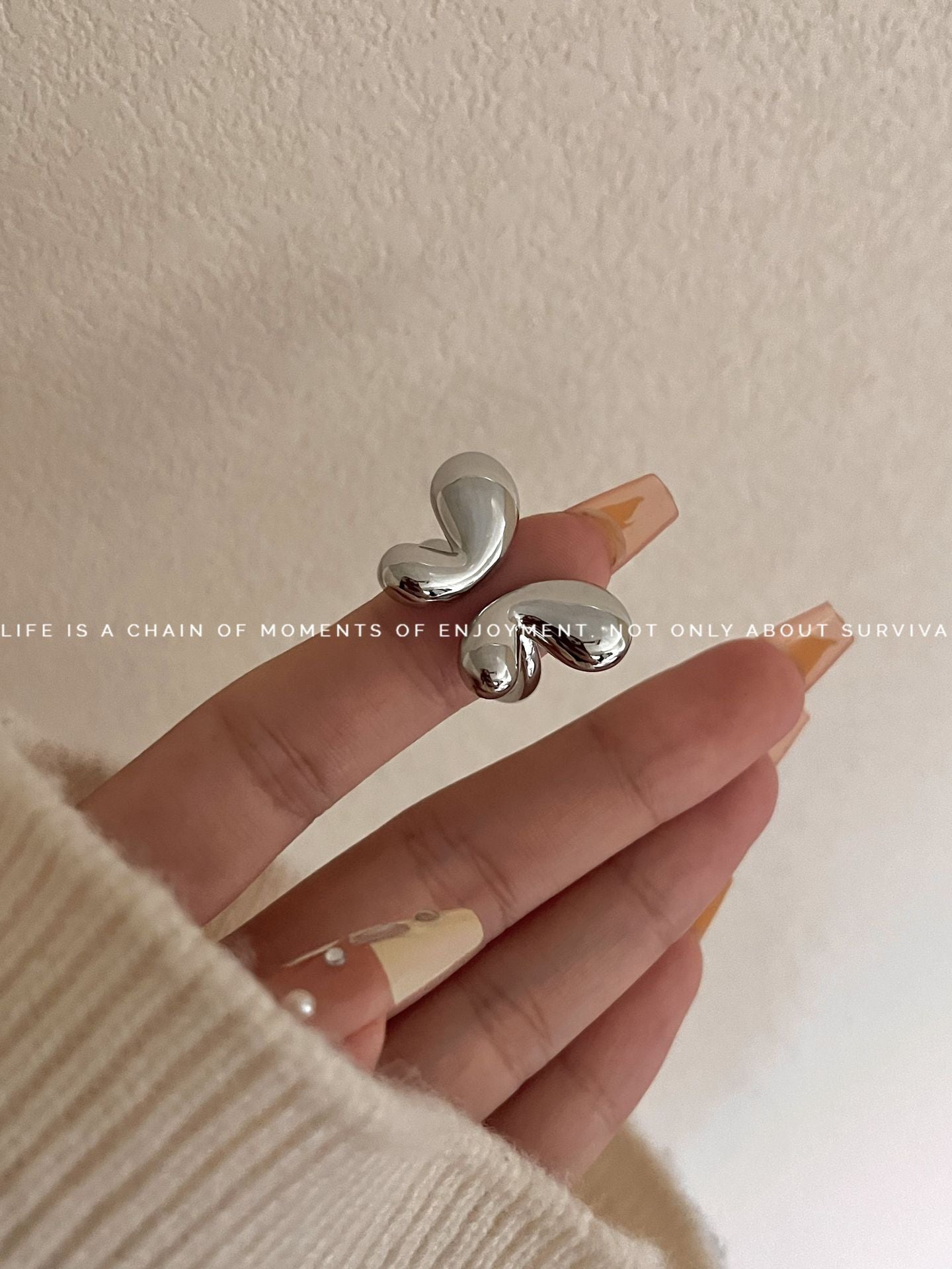 Metal Copper Plated Real Gold Glossy Butterfly Star Open-end Simple Ring