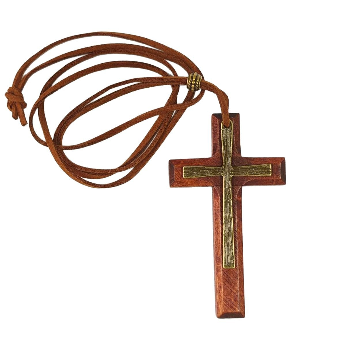 Wood Cross Boys Long Sweater Chain Necklace