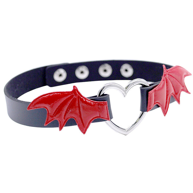 Skin Peach Heart Love Bat Wings Devil Necklaces