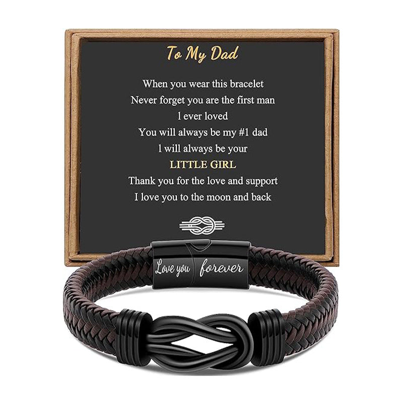 Trendy Leather Stainless Steel Twist Hand-woven Bracelets
