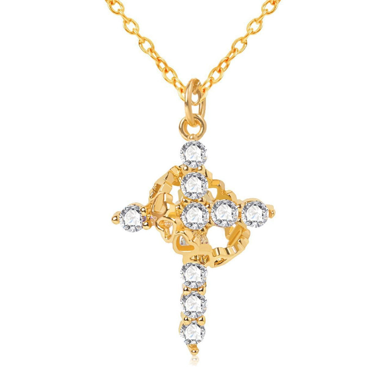 Women's Best-selling Cross Full Diamond Rotatable Love Mother's Day Necklace