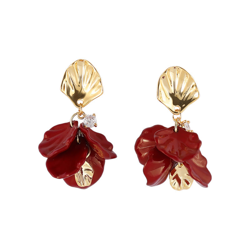 Petal Tassel Elegant French Retro Clip Earrings