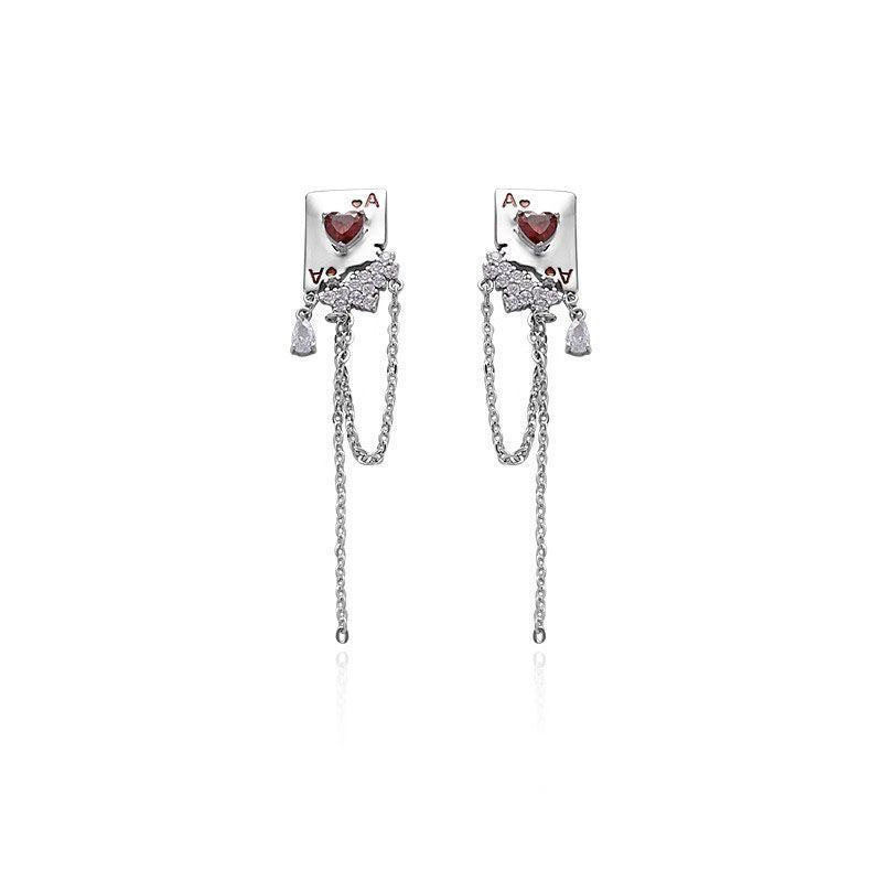 Dripping Oil Design Love Heart Red Peach Elegance Stud Earrings