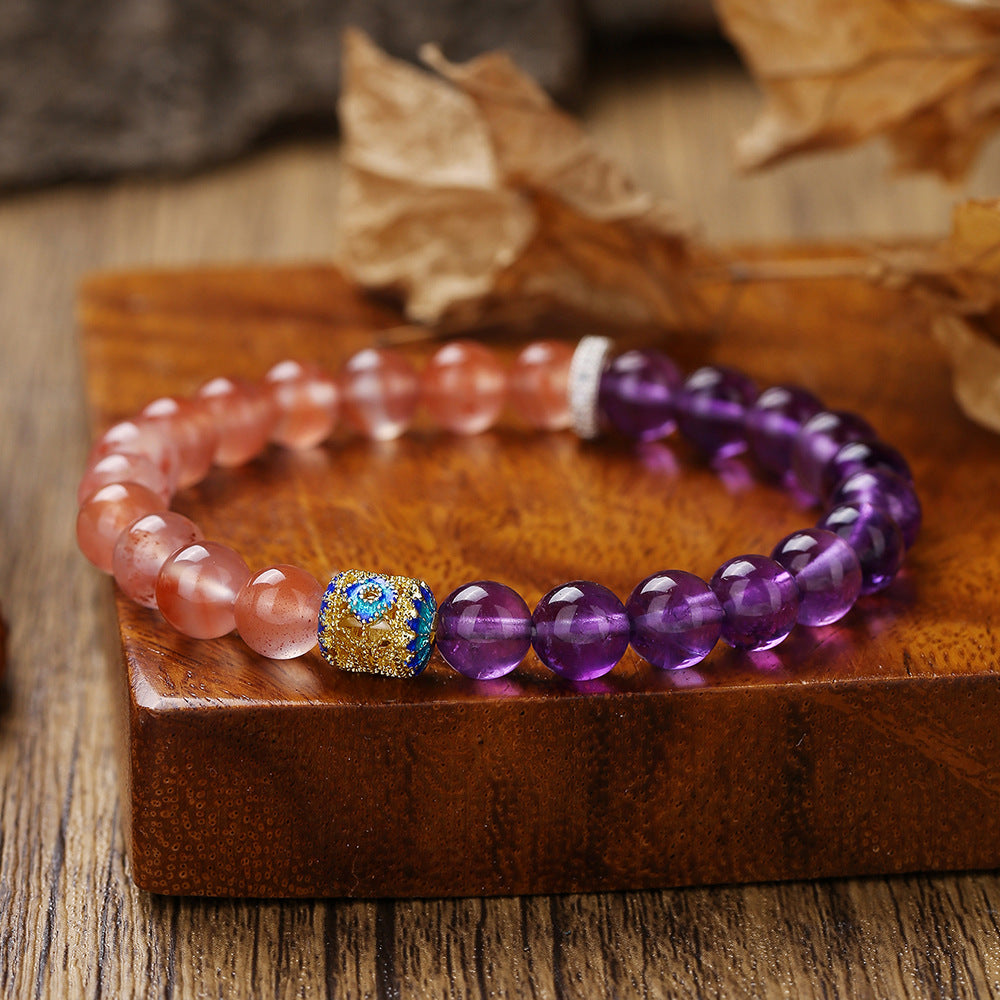 Women's Natural Amethyst Beaded For Mild Luxury Retro Bracelet