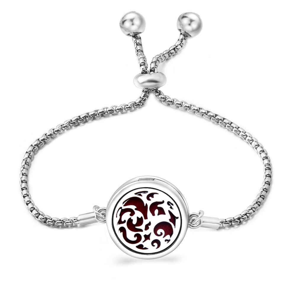 Fashion Angel Wings Box Essential Oil Diffuser Stainless Steel Adjustable Bracelet