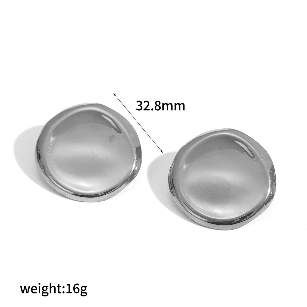 Stylish Glossy Hammered Stainless Steel Female Temperament Irregular With Personality Earrings