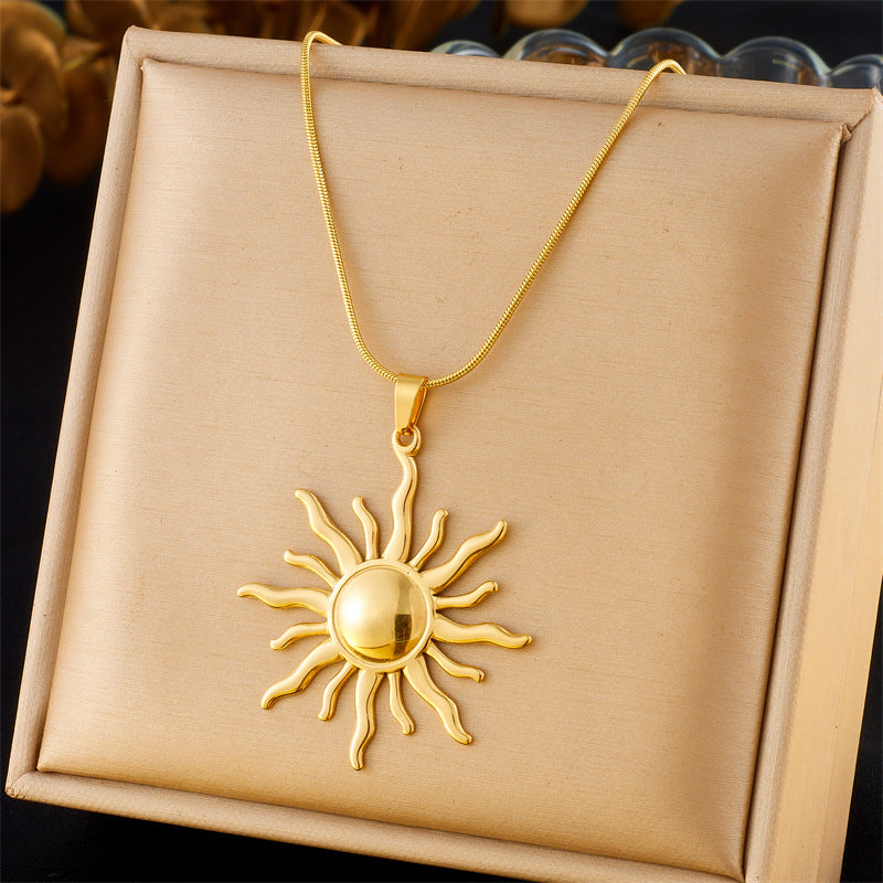 Women's Sun Cross Stainless Steel Fashion Personality Design Necklace