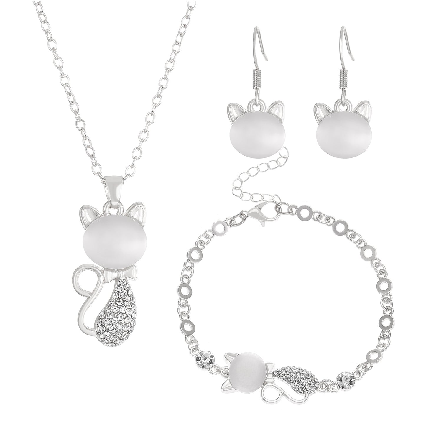 Women's Fashion Opal Cat Light Luxury Temperament Jewelry Set