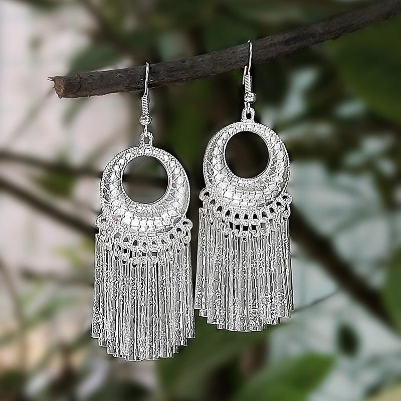 Imitation Sier Miao Minority Tourist Attractions Bohemian Exaggerated Long Leaves Earrings