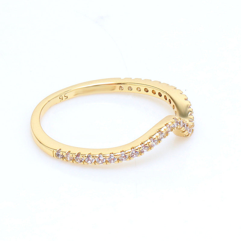 Women's Wave Affordable Luxury Fashion Gold Plated Rings