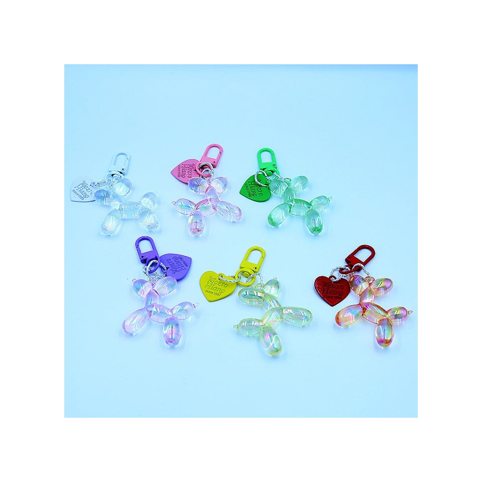 Transparent Colorful Balloon Dog Alloy Love Rings