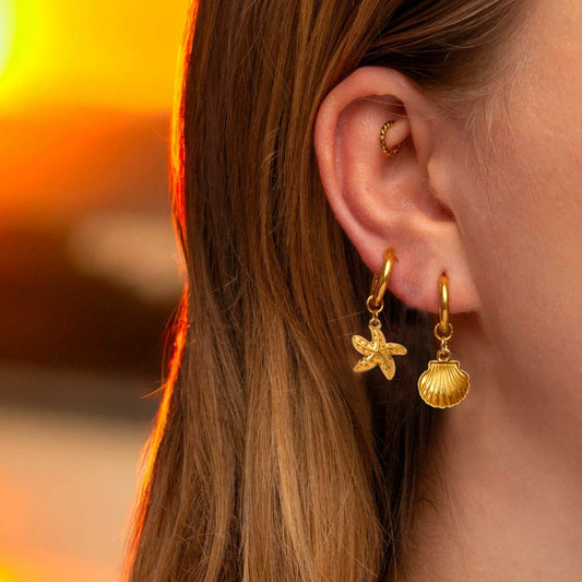 Elegant Beach Vacation Starfish Shell Ear Female Retro Earrings