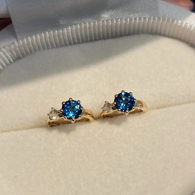 Women's Simple Blue Zircon Exquisite Light Luxury Niche Design Earrings