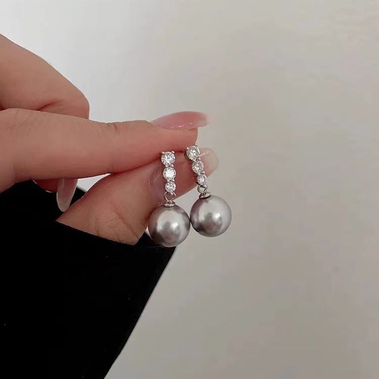 Sier Needle Ear Classic Elegant Pearl Rings