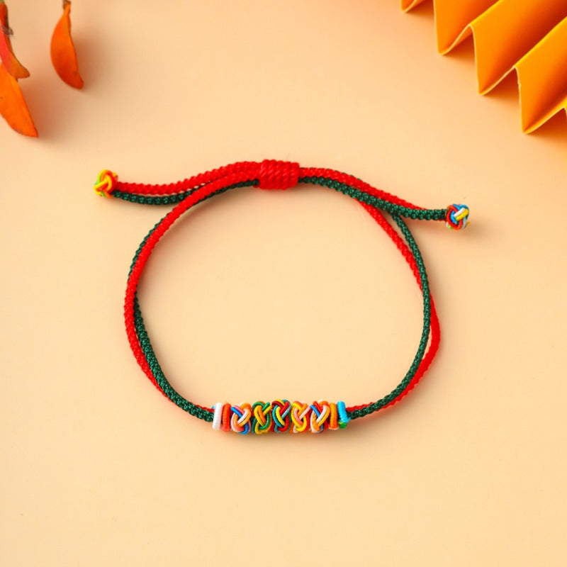 Children's Colorful Braided Rope Wrist String Safe Red Bracelet