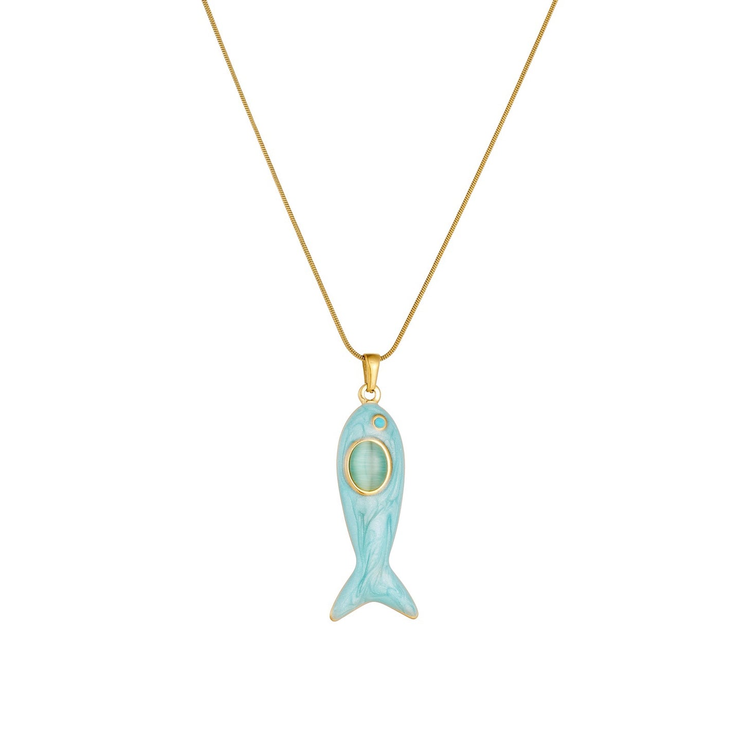 Simple Personalized Oil Dripping Fish Stainless Steel Necklace