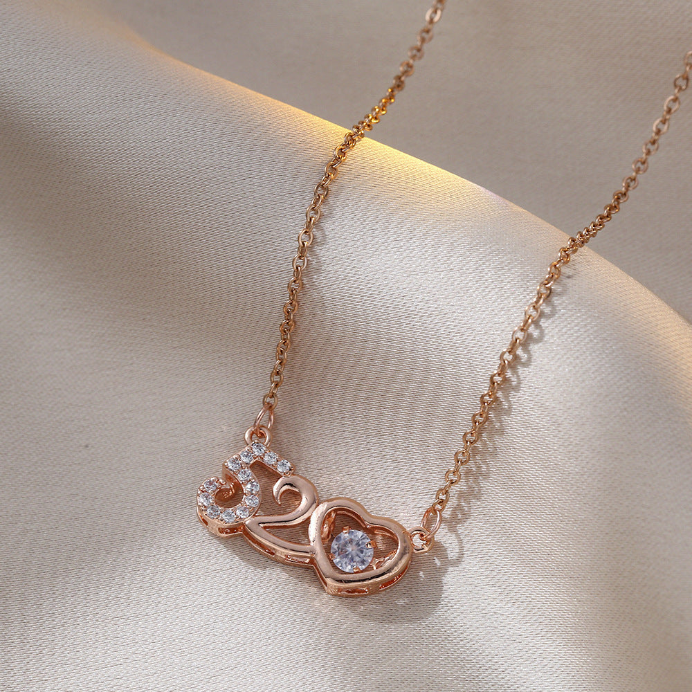 Fashion Loving Heart Zircon Romantic Love Necklaces