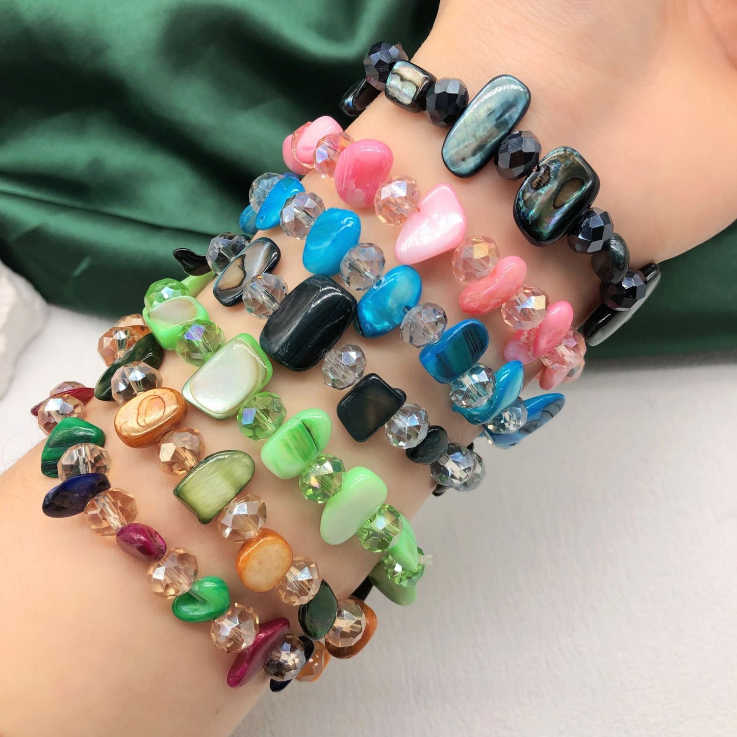 Colorful Dopamine Shell Simple Fresh Elastic String Various Bracelet