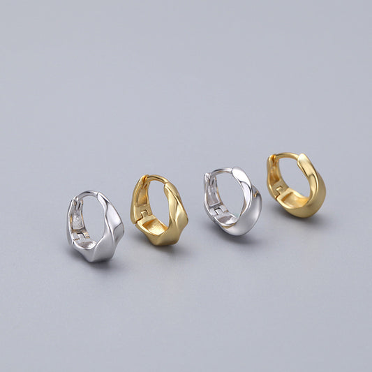 Sier Twisted Light Luxury Ear Clip Cold Earrings