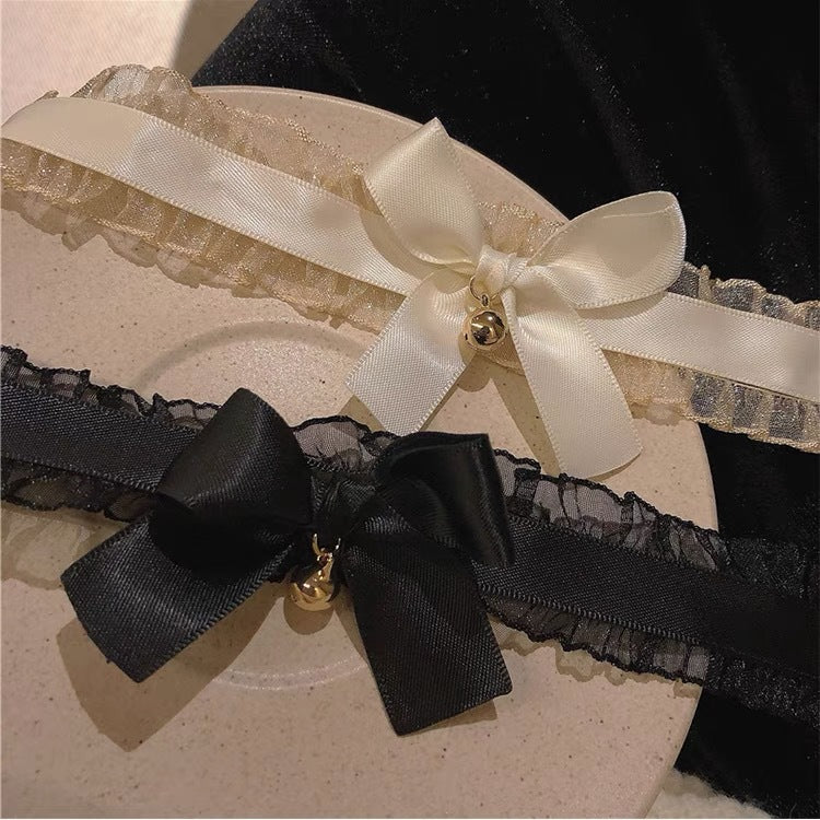 Pure Desire Style Lace Bow Little Bell Collar