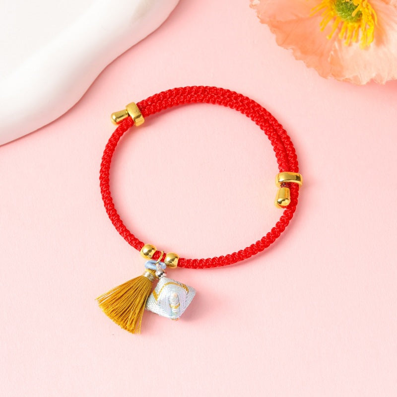Children's Colorful Braided Rope Wrist String Safe Red Bracelet
