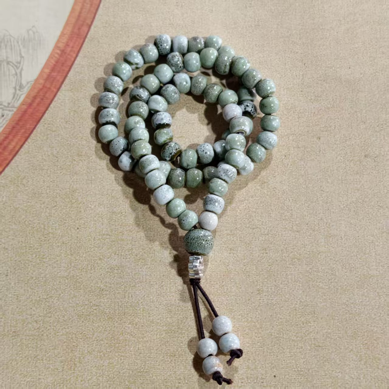 Women's Chinese Style Three-circle Twin Beads Ceramic Bracelet