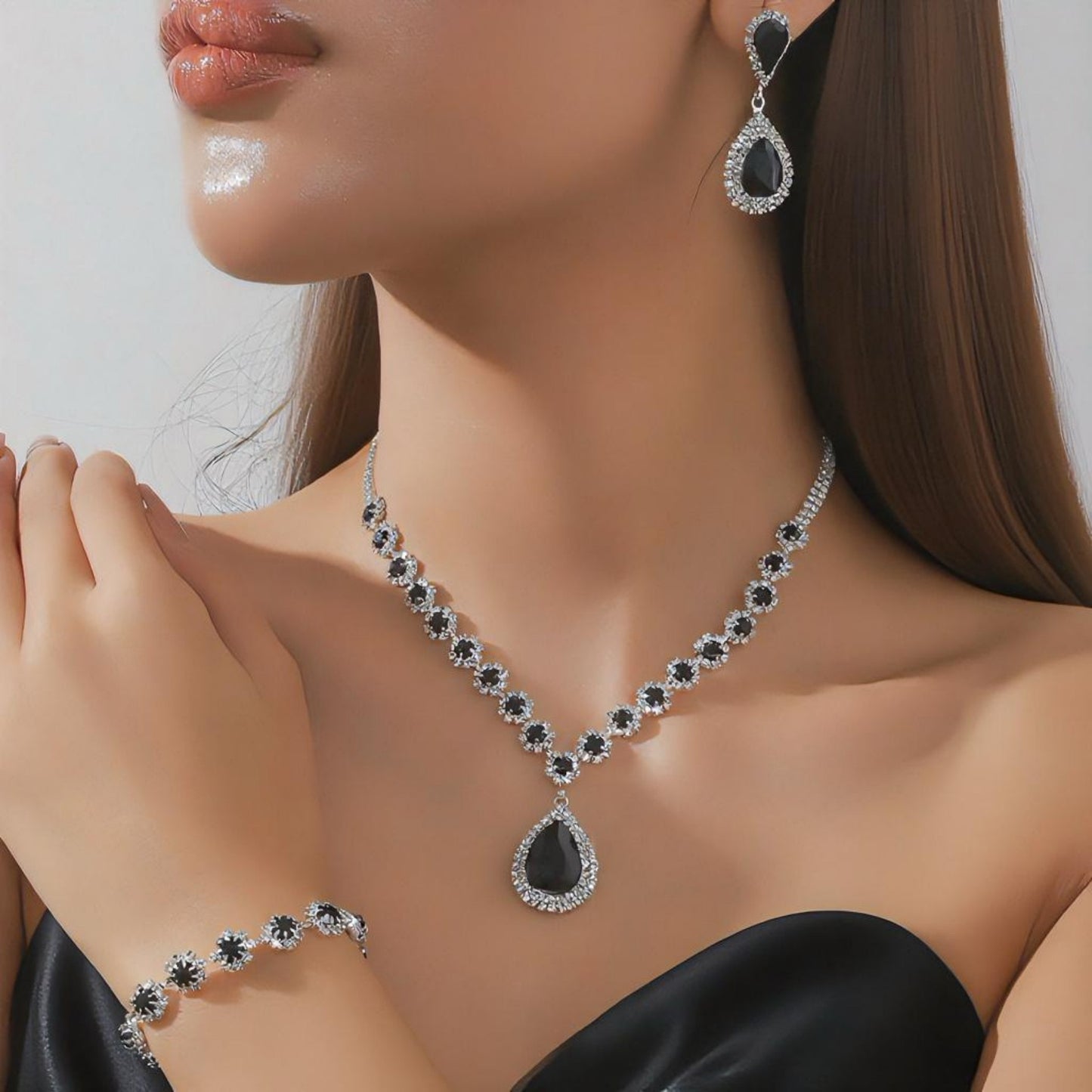Fashion Water Drop Diamond Full Bride Necklaces