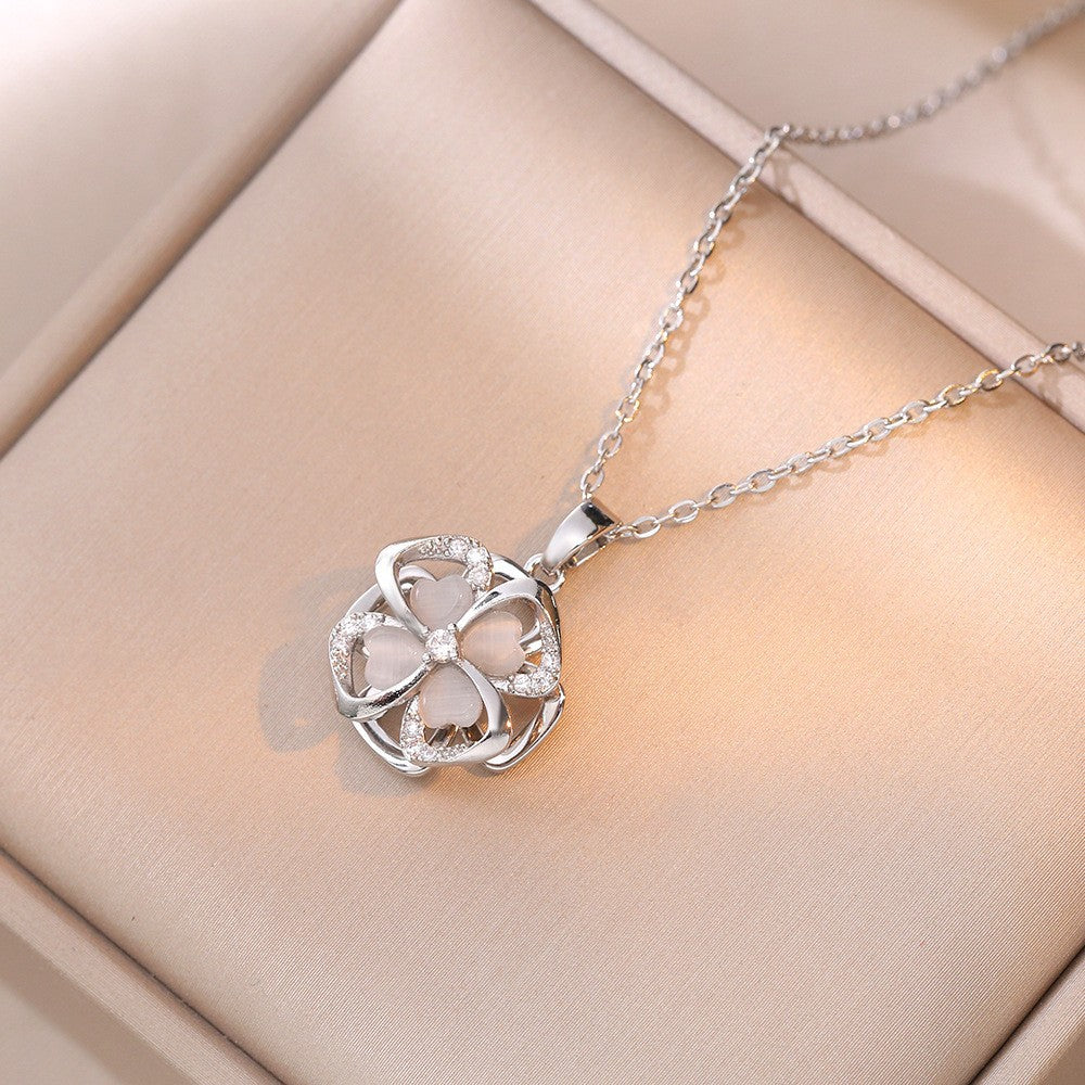 Women's Colorful Flower Titanium Steel Clavicle Chain Necklace