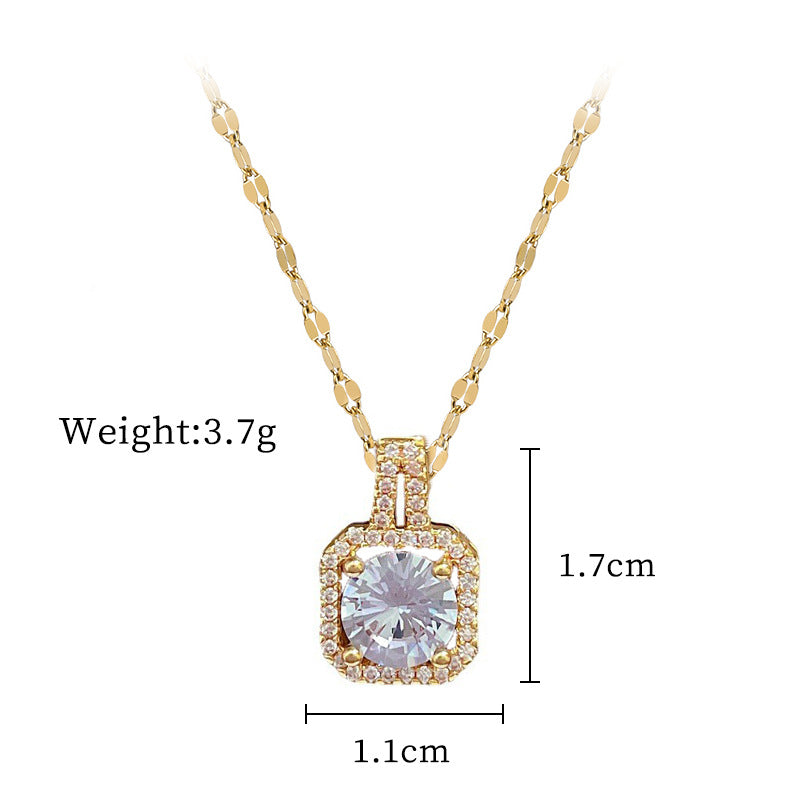 Steel Lucky Female Copper Micro Inlay Real Gold Plating Necklaces