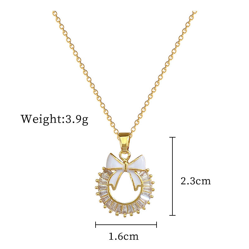 Steel Lucky Female Copper Micro Inlay Real Gold Plating Necklaces