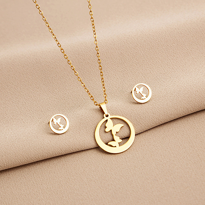 Stainless Steel Design Fashion Suit Metal Style Geometric Heart Necklaces
