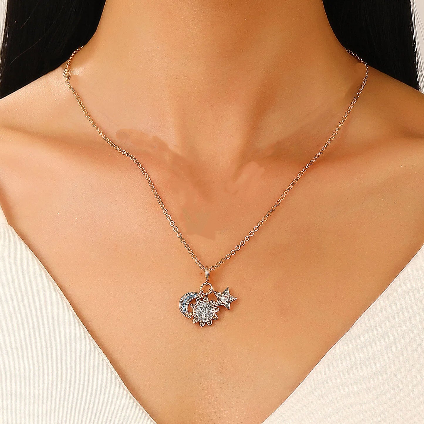 Elegant Charming Diamond Sun Moon Female Rings