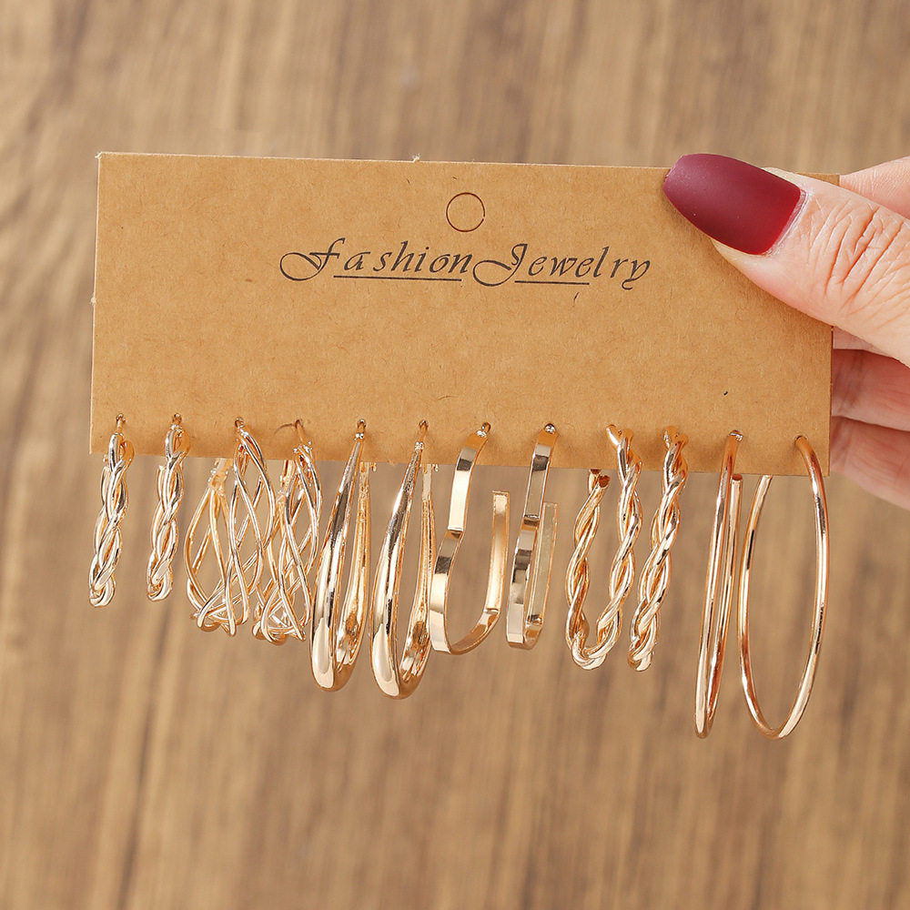 Shaped Ear Pairs Personalized Alloy Electroplated Circle Earrings