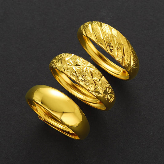Women's & Men's Brass Gold-plated Vietnam Placer Gold Color Retaining Ring