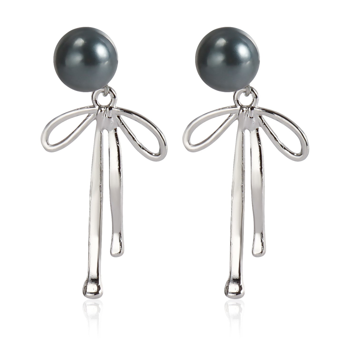 Ornament Retro French Imitation Pearl Bow Earrings