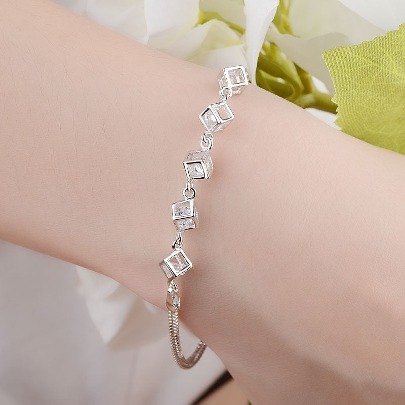 Love Cube Crystal Stylish Zircon Square Geometric Bracelets