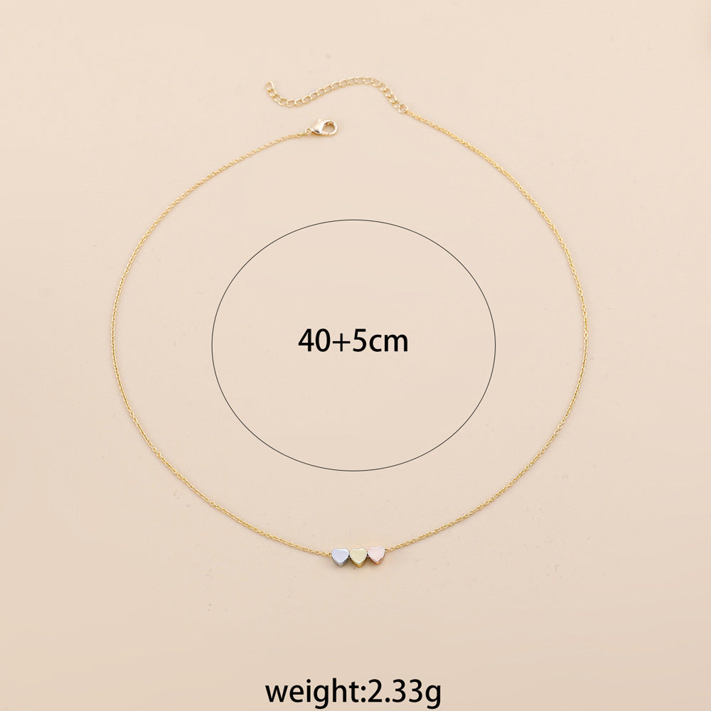Gold Rose Sier Three-color Glossy Heart Stainless Steel Collar
