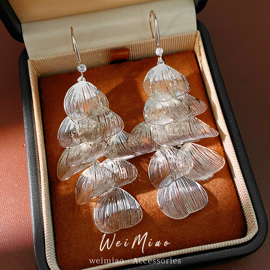 Women's Petals Hollow Tassel Exaggerated Personalized Light Luxury High-grade Earrings