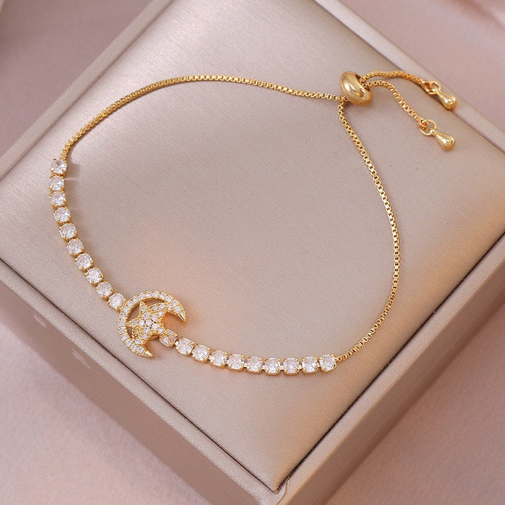 Female Five Petal Flower Fashion Bauhinia Rotatable Bracelet
