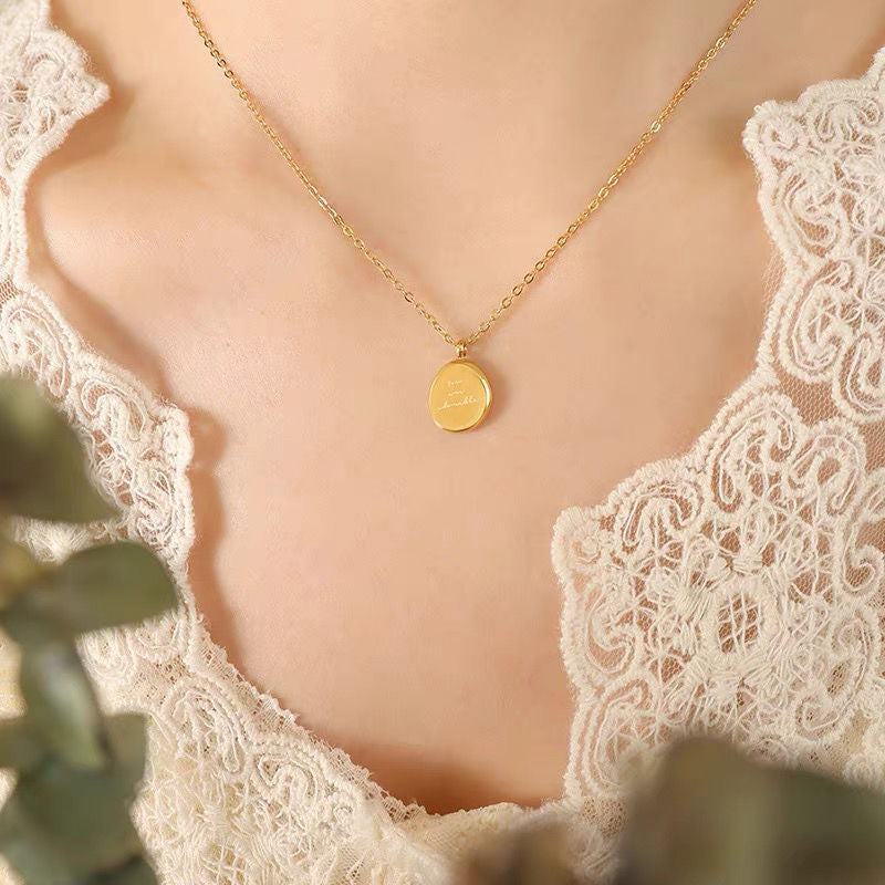 Women's Bean Titanium Steel For Summer Light Luxury Minority Round Clavicle Necklace
