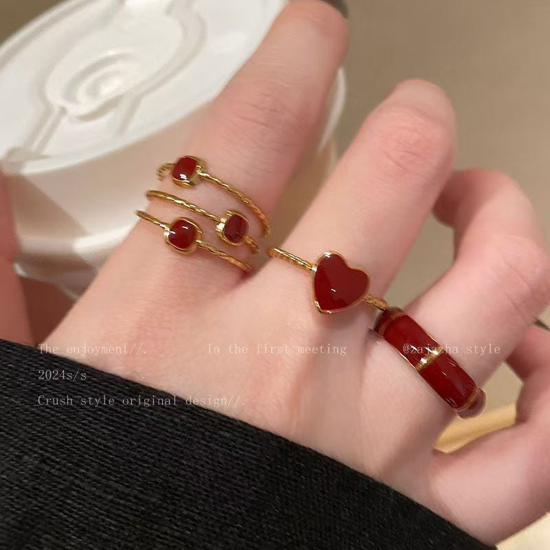 Style Female Niche Design Combination Sweet Cool Rings