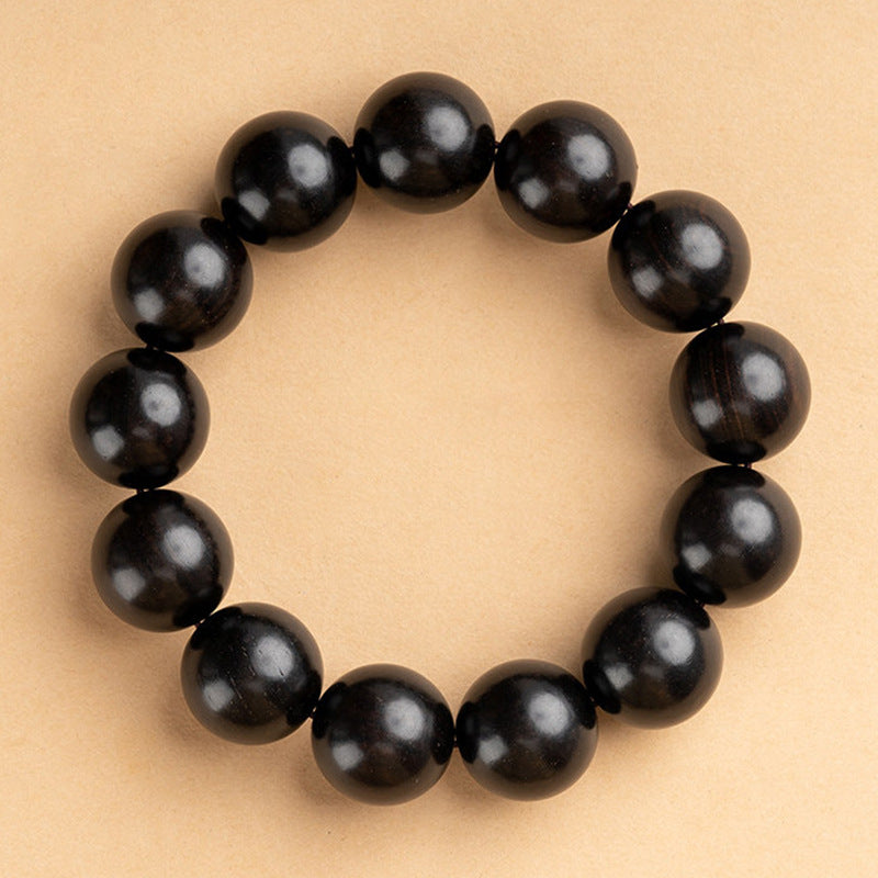 Women's & Men's Black Purple Sandalwood Rosary Small Hole Bracelet
