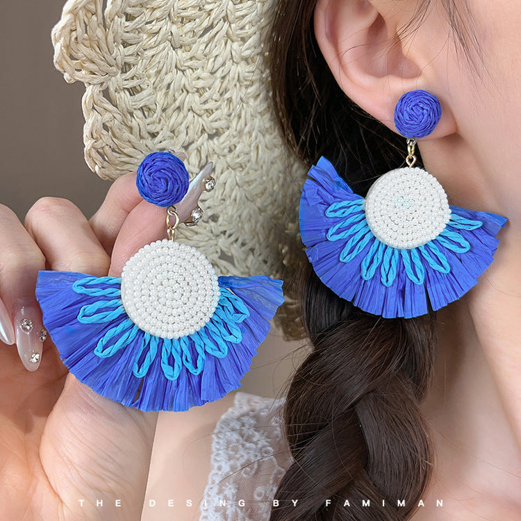 Women's Travel Antique Bohemian Long Fringe High Sense Holiday Nail Ethnic Earrings