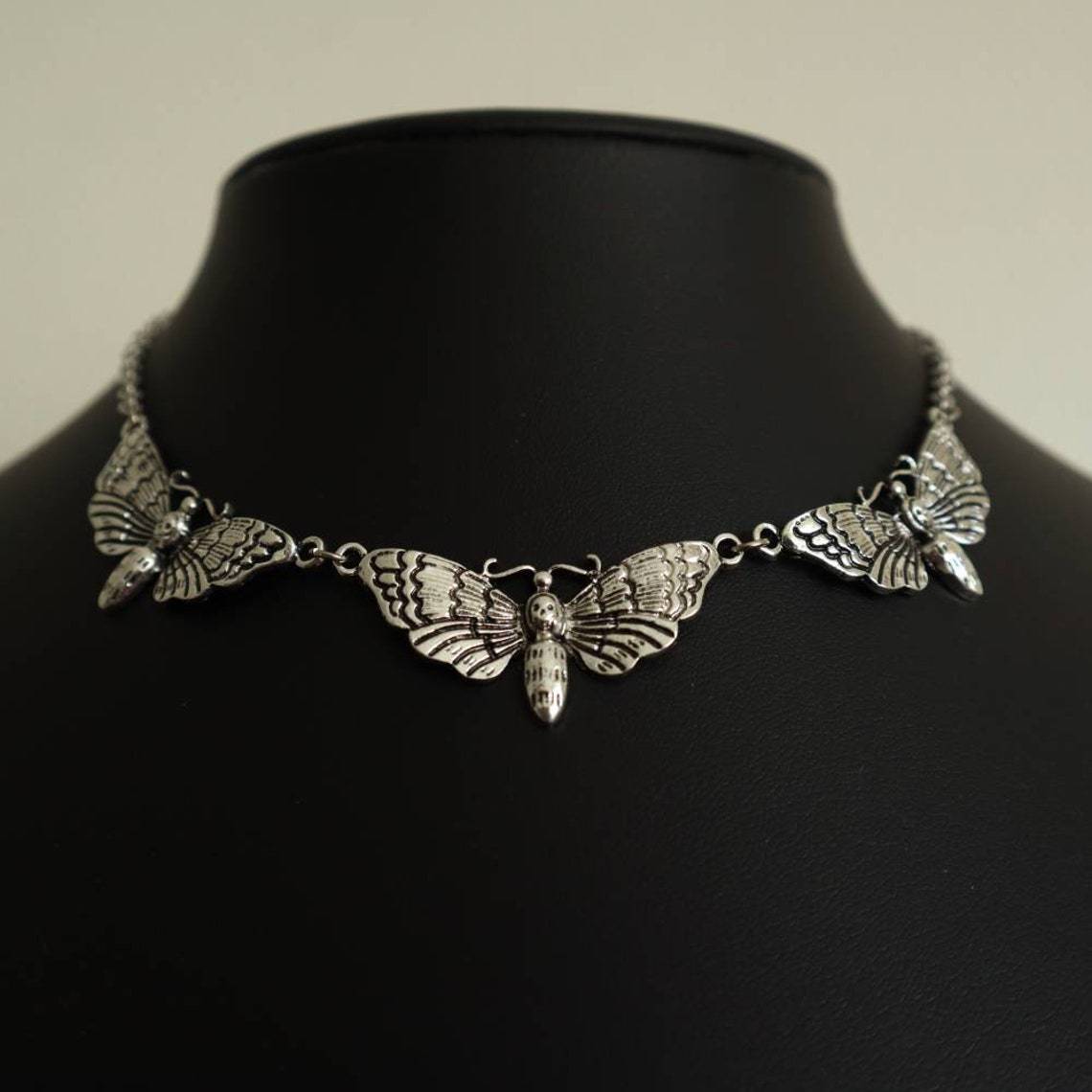 New Comfortable Gothic Moth Butterfly Choke Necklace