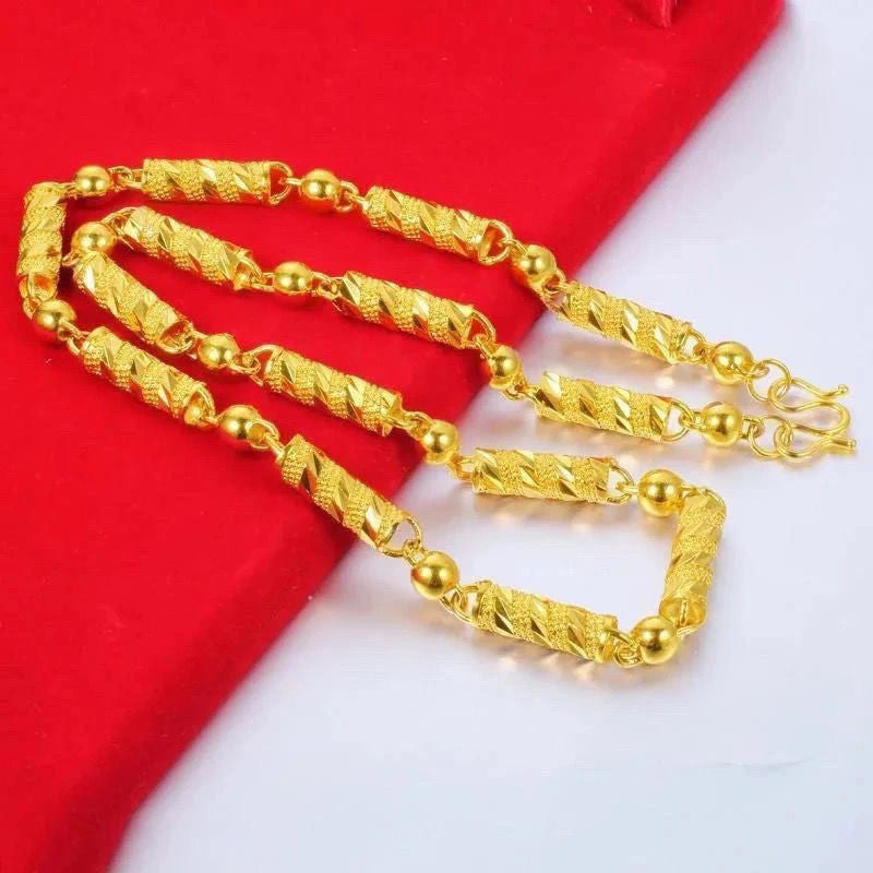 Men's Gold Cloth Pattern Dragon No Color Fading Necklace