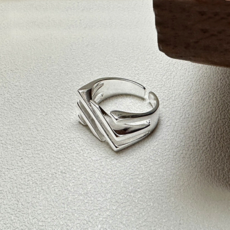 Twill Fashion Personality Hollow Out Line Square Ring