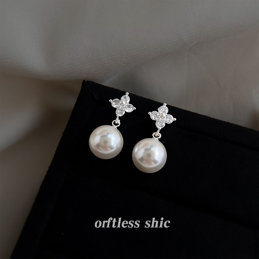 High Sense Affordable Luxury Style Micro Inlaid Zircon Pearl Rings