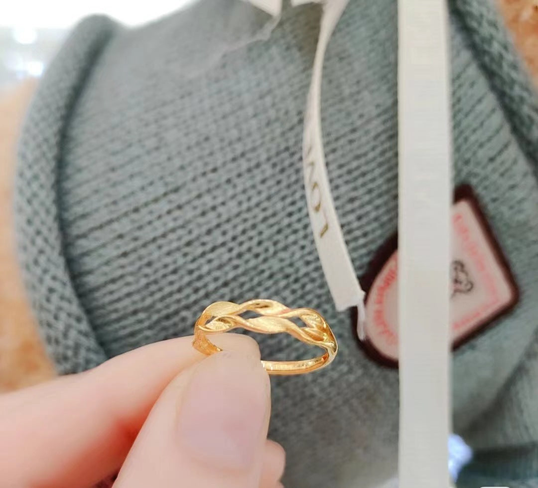 Gold Lucky Four-leaf Clover Opening Adjustable Rings